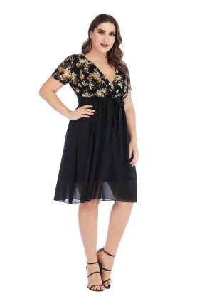 Women Clothing Printing Knee-Length Fashion Dress Women