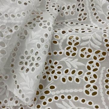 Classical Eyelet Embroidery Fabric On Cotton Ground