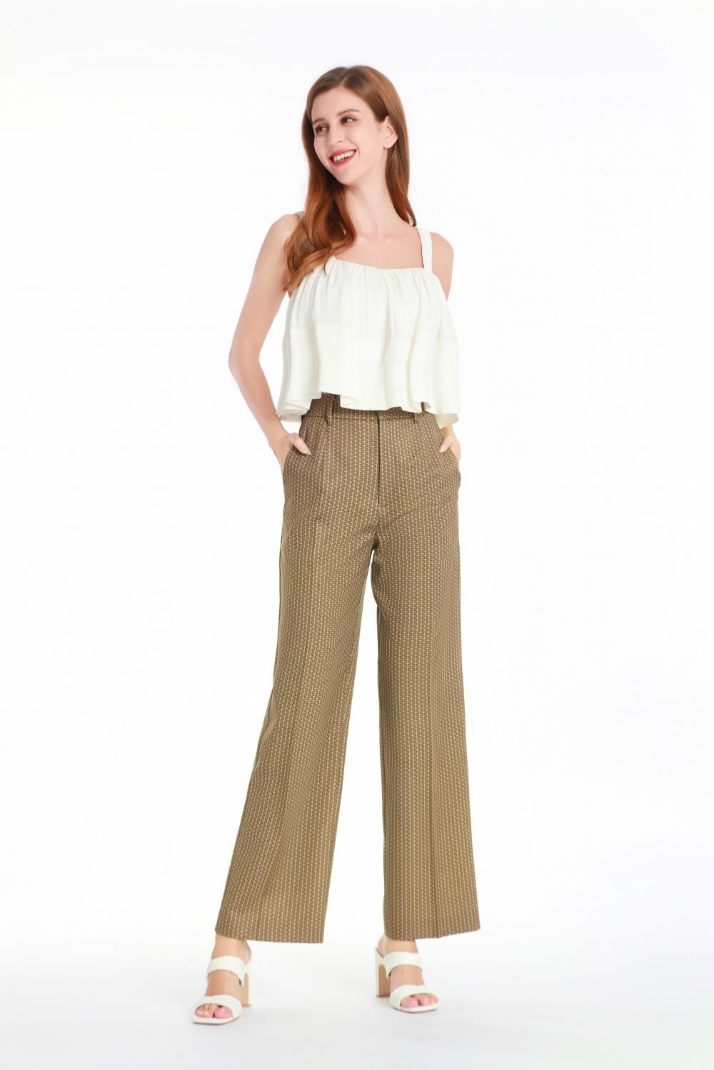 Ladies Printed Straight-leg Trousers