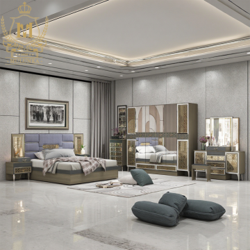 Modern Luxury King Size Bed Set with Mirrored Dressing Table - Wholesale Prices