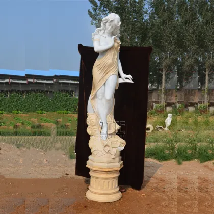Garden stone lady marble statue of beautiful shy girl statue sculpture
