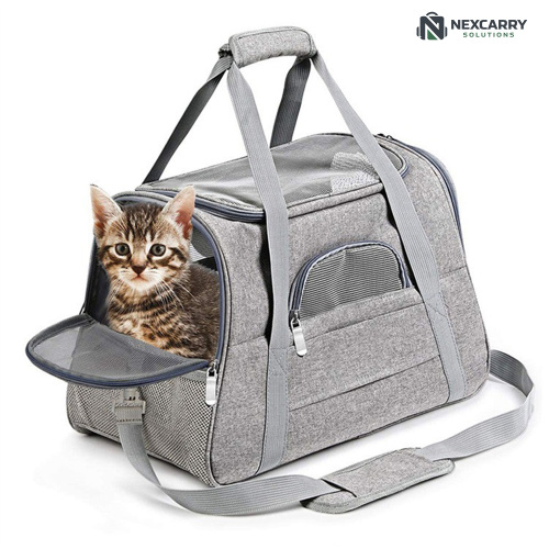 Bolsa de viaje portátil para mascotas con lados blandos