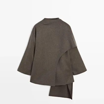 Women's clothing minimalist artistic design wool coat woolen coat