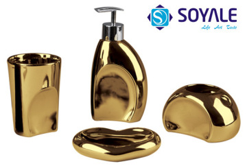 2015 Golden Color Fashion New Ceramic Bathroom Accessories Set