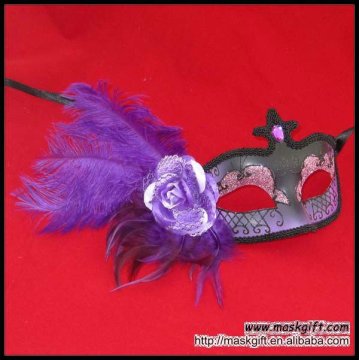 2012 popular purple with black sexy feather mask