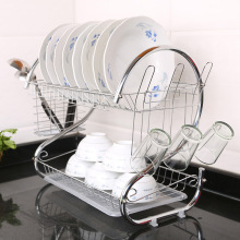 2-tier Dish Drying Rack With Utensil Holder