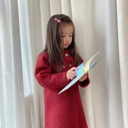 Red Girls Woolen Coat