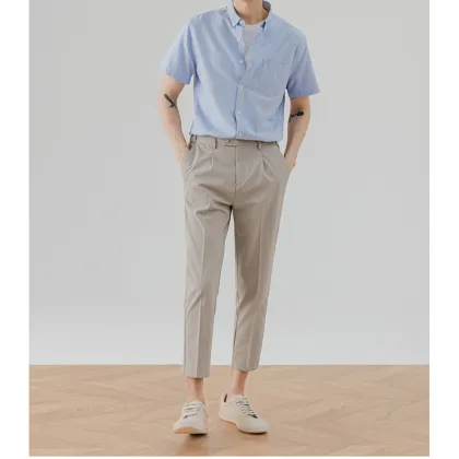 Men's Nine-Point Velvet Trousers - Business Casual Solid Color Pants