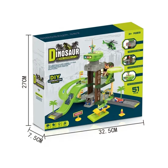 Wholesale Dinosaur Truck Track Police Parking Lot Toy with Slide Rail for Kids