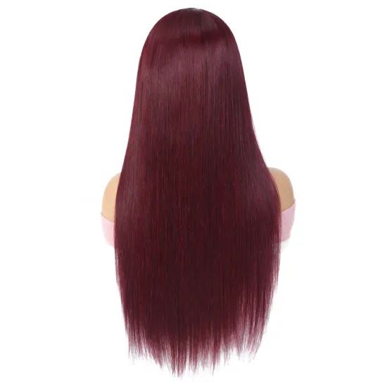 YESWIGS Factory Direct Supply Length Silky Straight Color Hair Wig 99J 100% Human Hair 13*4 Inch Lace Front Wigs