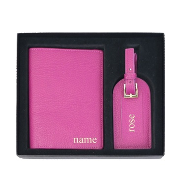 Custom Logo Passport Holder and PU Leather Luggage Tags Set for Travel ID Holders