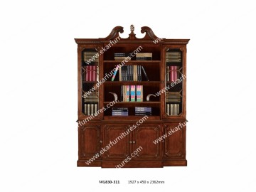 Design for living room antique clear acrylic bookcase with glass doors