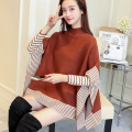 Pilluche de pull à cape à tricot à tricot doux à rayures pour femmes