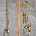 European standard Polish brass rose golden archaize antique 8 Inch Rainfall Shower Handheld Bathroom Wall Mount Shower Fixture