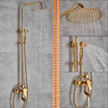 European standard Polish brass rose golden archaize antique 8 Inch Rainfall Shower Handheld Bathroom Wall Mount Shower Fixture