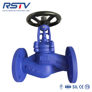 DIN Steel / WCB หน้าแปลนอุตสาหกรรม PN16 / 25 Bellows Globe Valve