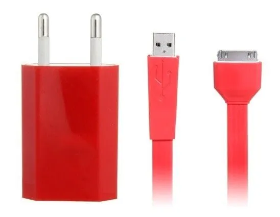 Red Laptop Keyboard 100v -240 V Flat Cable Charger For Iphone Ipod Ipad