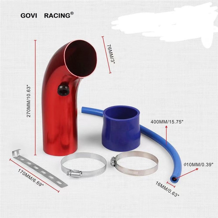 PU Air Filter 76mm Neck Air Intake Pipe Kits3