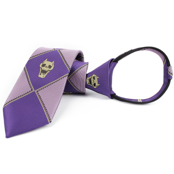 Wholesale JoJo's Bizarre Adventure Kira Yoshikage Cosplay Skull Jacquard Purple Zipper Neck Tie
