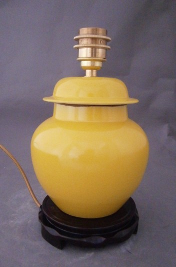 yellow colored glaze porcelain lamp