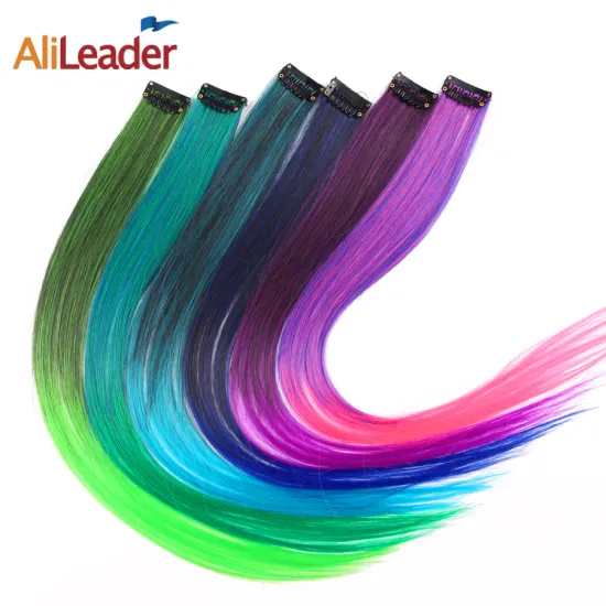 AliLeader Ombre Hair Extension Clip In One Piece Synthetic Silky Straight Afro Clip In Hair Extension