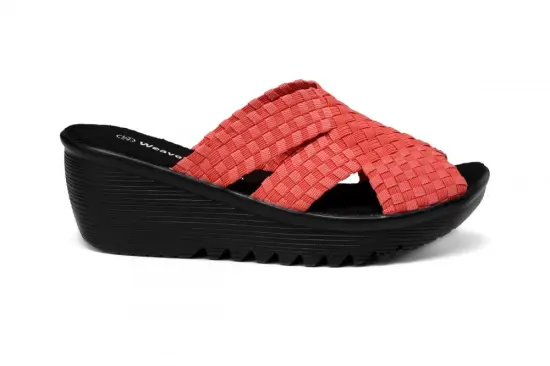 Red Elastic Fiber Non-slip Sole Woven Slippers