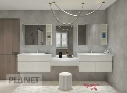 Custom Modern Bathroom Vanity & Mirror Full Set