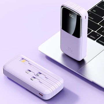 20000mAh Fast Charging Power Bank with USB Type-C, PD 22.5W, LED Display & 4-in-1 Cables