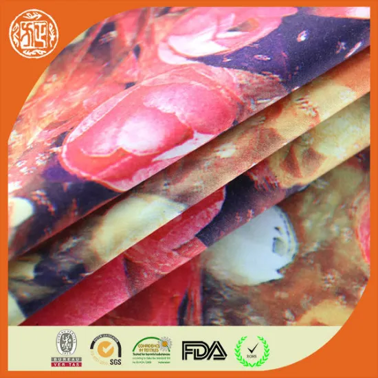 hot selling new fashion cloth fabric digital printed T/C spandex floral printed satin fabric