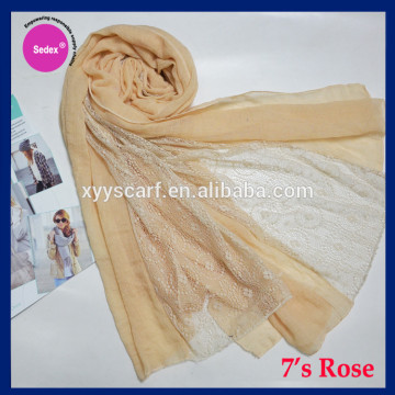2016 spring fashion plain ladies lace viscose scarf