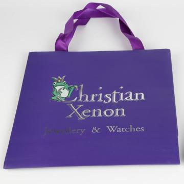 Custom Shopping Luxury Purple Christmas Paper Gift Bag