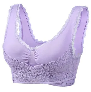 Seamless Wireless Plus Size Front Cross Push-Up Lace Bra
