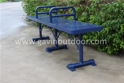 Powder coated metal outdoor backless bench urban furniture