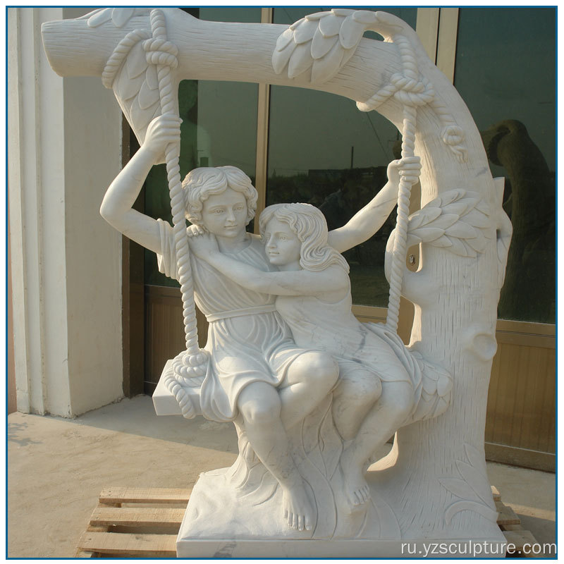 Белые Мраморные Девочки Играют Статуя Качели Для Продажи