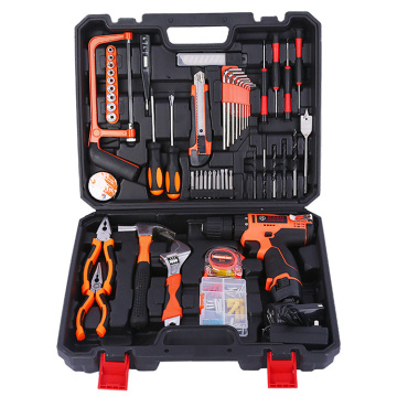 Electric Drill Tool Set Repair Kit: Cordless Drilling Rig Combination Kit with Household Maintenance Manual and Tool Box