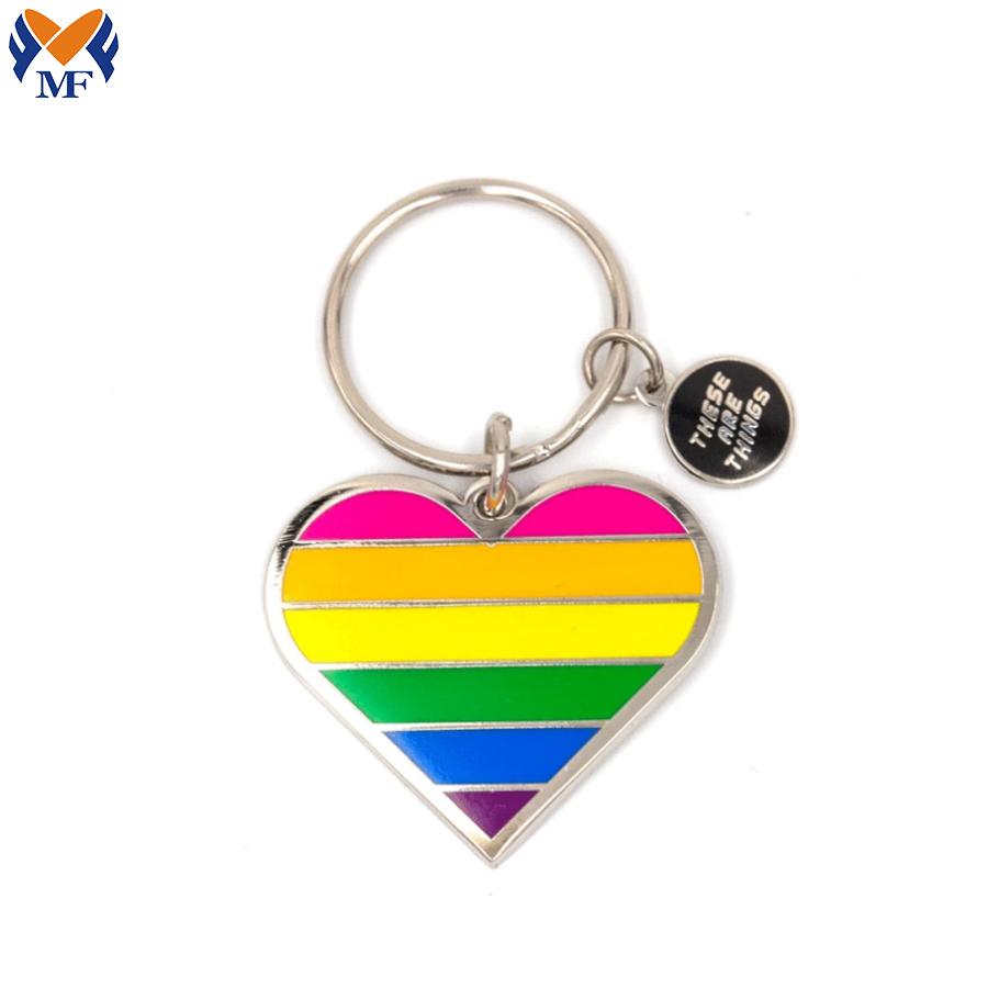 Pride Heart Enamel Keychain