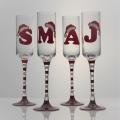 Wine Glasses champagne flute glass with monogram design Manufactory