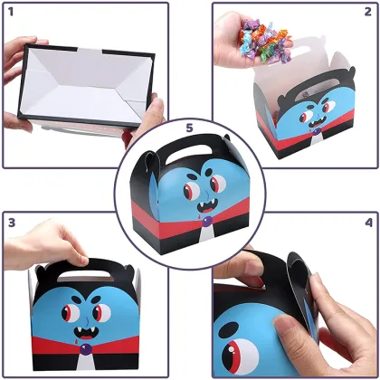 Halloween Cardboard Gift Box - Funny Little Devil Donut Cake Box with Handle