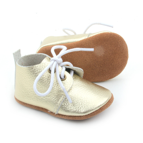 Vente chaude en cuir véritable argent bébé chaussures Oxford