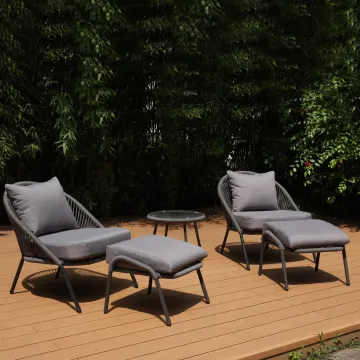 Outdoor Patio Garden Furniture Set with Table, Chairs, and Footrest