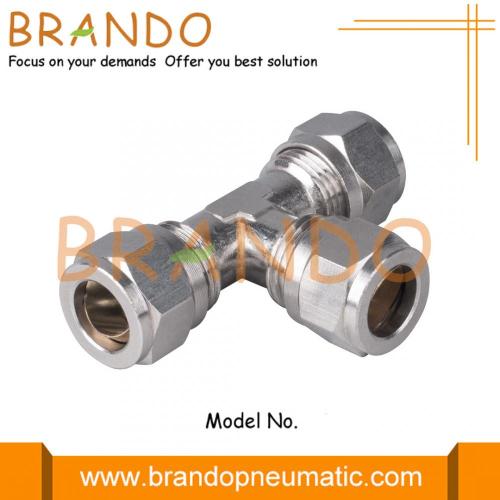 Union Tee Brass Pneumatic Compression Ferrule Tube Fittings