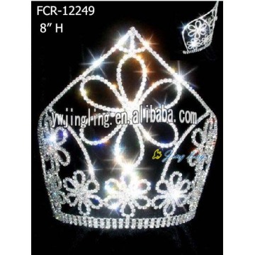 8 pulgadas Wholesale Rhinestone flor concurso coronas