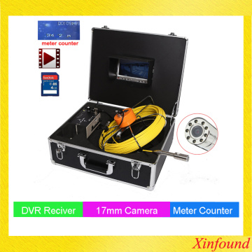 17mm meter counter DVR recorder pipe Sewer drain pipe inspection camera with DVR 7 Inch monitor with dvr recorder