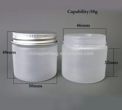 50G frost clear plastic jar with metal lids for moisturiser,night cream use
