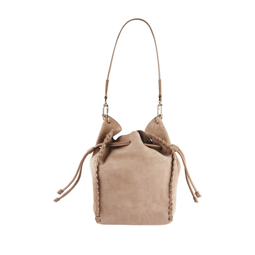 Retro Drawstring Genuine Leather Shoulder Bag