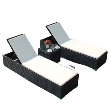 Patio Double Pool Sunbed Wicker Chaise Lounge