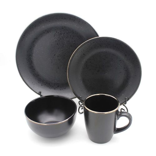 Assiette en céramique de style vintage Ensemble de lave-vaisselle en céramique noire