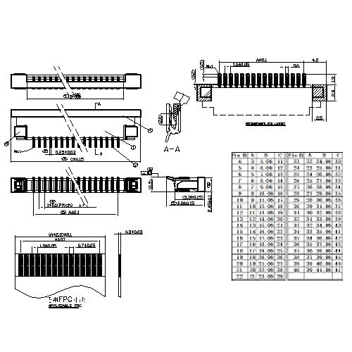 1.0mm Pitch FPC SMT Right Angle Bottom contact Type FPC1.0-XXSTBXX6