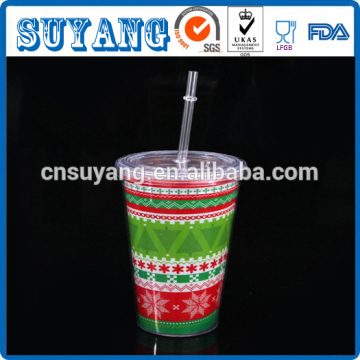 Hot Selling Double Plastic Starbuck Cup With Straw