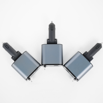 Super Fast USB Car Phone Charger with Dual Retractable Cables